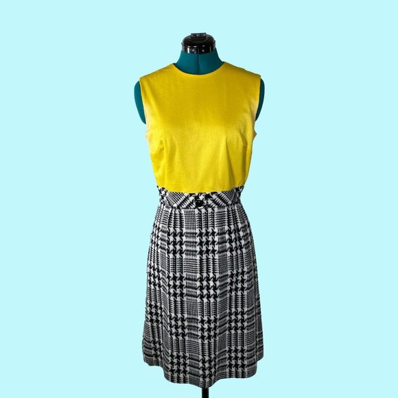 Vintage Black & White Print Dress / Coat / Scarf Set - Picture 2 of 4